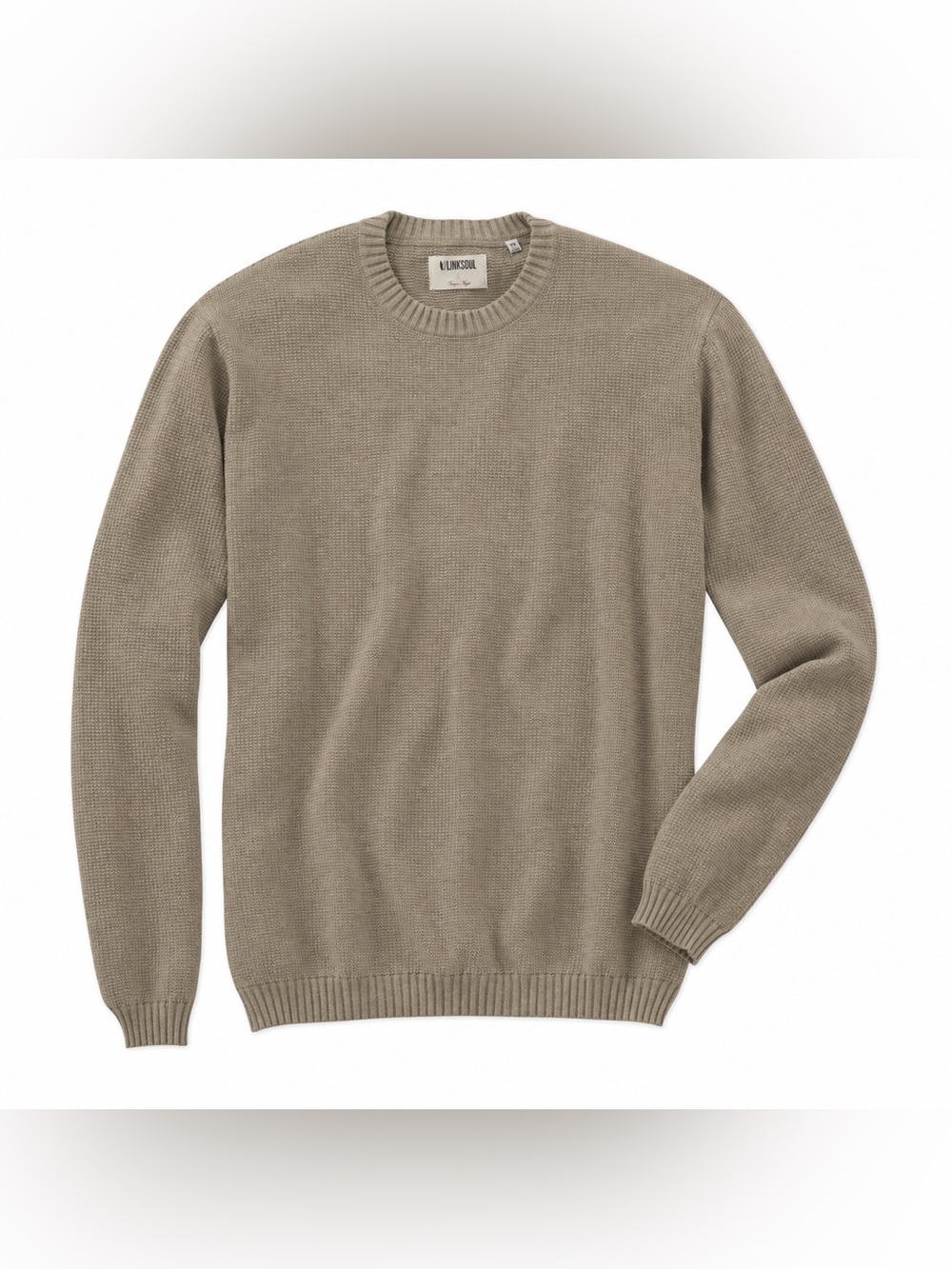 LINKSOUL Men’s Cotton Cashmere Crewneck Sweater Beige Size L